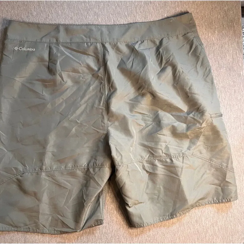 Columbia Mens Omni Shade Casual Shorts Gray Flat Front Pockets Zipper Active 40